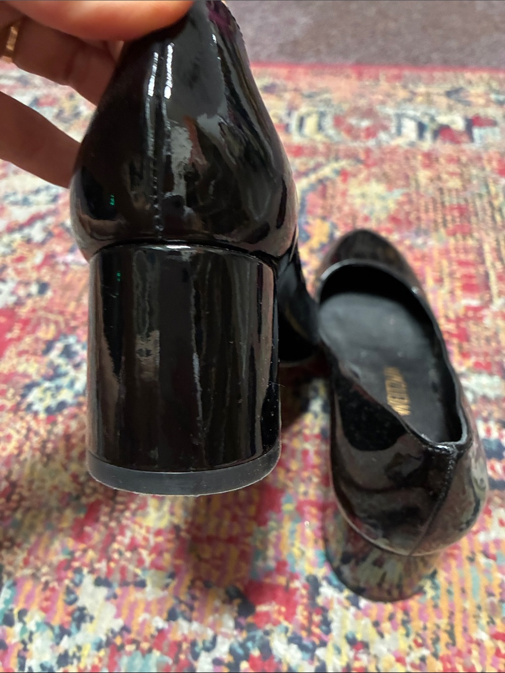 Stuart Weitzman Black Patent Block Heel Pumps - Picture 5 of 7